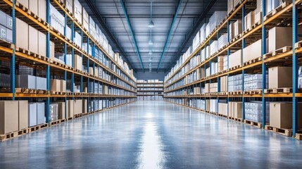 Fototapeta premium A modern logistics hub with an efficient system for managing inventory.