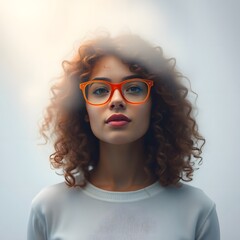 women with glasses, orange glasses, digital art, illustration, portrait, female, fashion, style, modern, contemporary, graphic, design, artwork, creative, artistic, visual, image, trendy, fashionable,