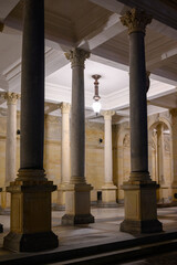 Mill Colonnade with hot springs in Karlovy Vary, Carlsbad, spa town with thermal springs in west...