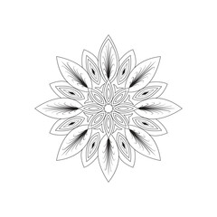 Fototapeta premium Beautifully Hand Drawn Black and White Floral Mandala Art for Spiritual and Aesthetic Appeal