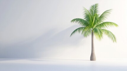 Obraz premium Single palm tree in minimalist white room (1)