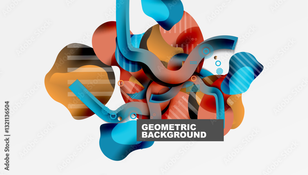 Aufkleber abstract background - lines circles and liquid shapes