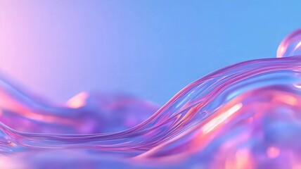 Abstract Pink and Purple Iridescent Liquid Flowing on Blue Background