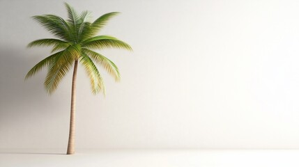 Obraz premium Solitary palm tree against a minimalist white backdrop