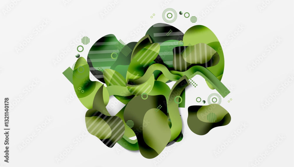 Poster abstract background - lines circles and liquid shapes
