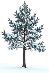 Obraz premium Isolated tree branches on white background with snowflakes, isolated trees, nature, snow