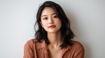 Naklejka premium Young woman with a neutral expression