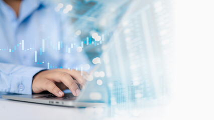 Finance and investment, Business Financing Accounting Banking Concept, Businessman doing finances and calculating financial report with business graph growth chart, Business analysis concept.