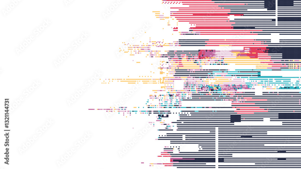 Poster Abstract glitch effect background. digital art. pixel glitch texture. Data visualization concept. digital distortion and noise effect. banner or poster. Vector Illustration.