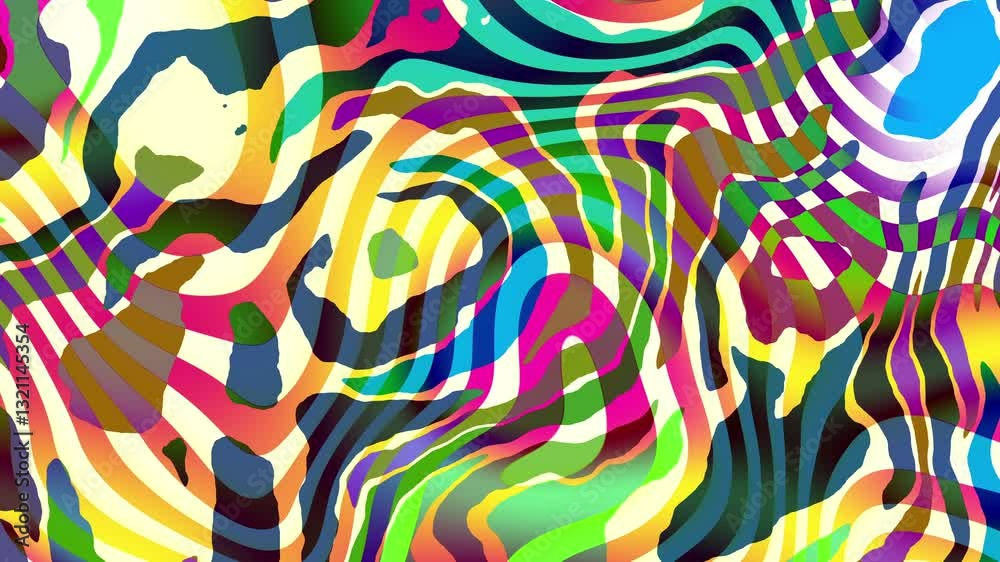 Poster colorful abstract psychedelic fluid background for summer music festival. loop vj background