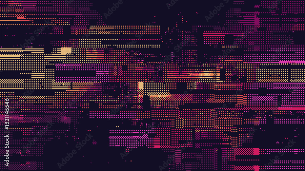 Poster Abstract glitch effect background. digital art. pixel glitch texture. Data visualization concept. digital distortion and noise effect. banner or poster. Vector Illustration.