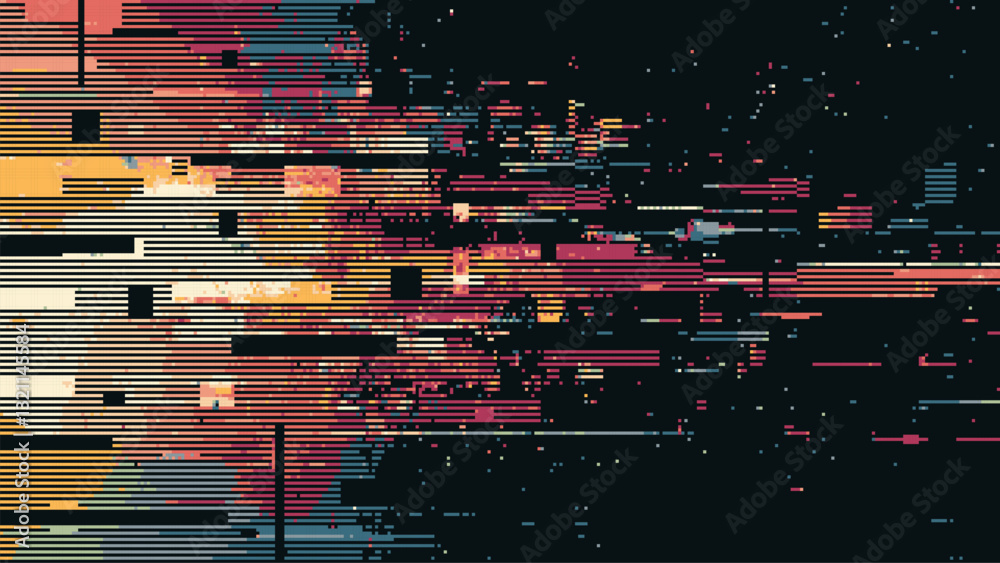 Aufkleber Abstract glitch effect background. digital art. pixel glitch texture. Data visualization concept. digital distortion and noise effect. banner or poster. Vector Illustration.