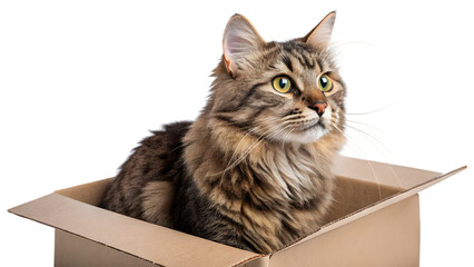 cute cat sitting in a box