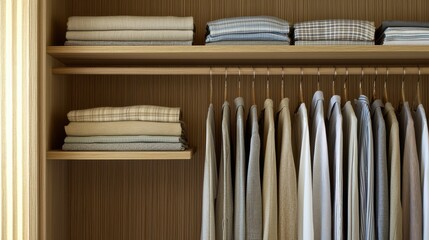 Minimalist Wardrobe Design Showcasing Timeless and Sustainable Fashion Choices in a Modern Space