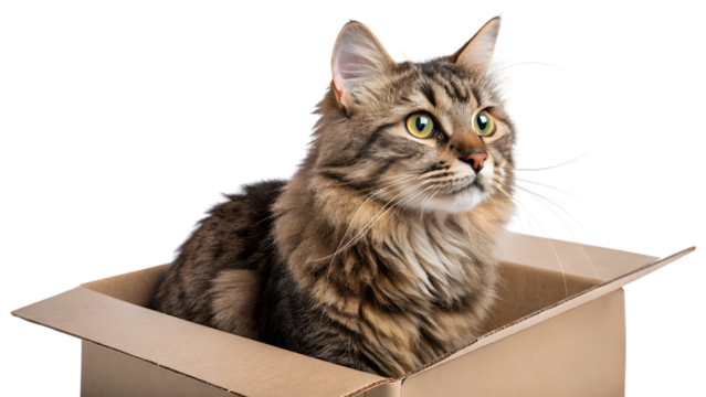 cute cat sitting in a box