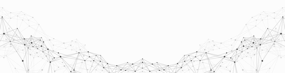 Digits abstract background with connected line and dots, wave flow. Digital neural networks. Network and connection background for your presentation. Graphic polygonal background, illustration