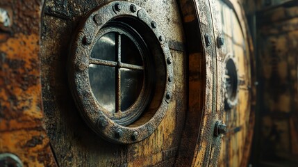 Rusty Porthole: Steampunk Industrial Window Texture