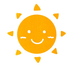 笑顔の太陽マークのスタンプ風イラスト