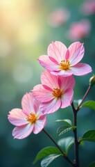 Naklejka premium Pastel watercolor blooms, soft focus, blurred bokeh effect, delicate, bokeh