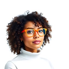 women with glasses, orange glasses, digital art, illustration, portrait, female, fashion, style, modern, contemporary, graphic, design, artwork, creative, artistic, visual, image, trendy, fashionable,