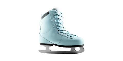Light blue ice skate boot with blade isolated on transparent background