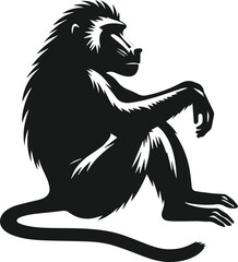 Baboon resting with legs stretched out animal vector