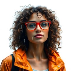 women with glasses, orange glasses, digital art, illustration, portrait, female, fashion, style, modern, contemporary, graphic, design, artwork, creative, artistic, visual, image, trendy, fashionable,