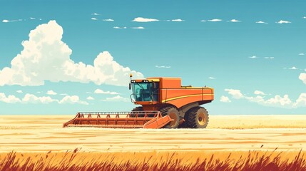 Obraz premium Harvesting in a golden field