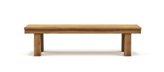 Rustic Wooden Bench Isolated on White Background 3D Render of Simple Wooden Table