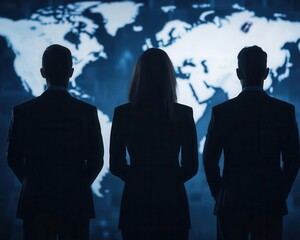 Government officials announcing a new economic policy, with business leaders discussing its effect on global competition