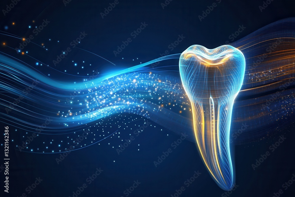 Aufkleber dynamic abstract background with glowing waves illustrating the healing power of dental implants and