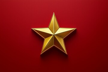 Shiny gold star on bold red background. AI generated