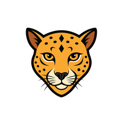 Asiatic cheetah head  on white background