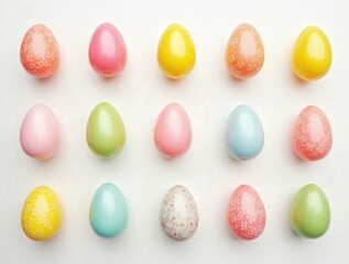 Obraz premium Spaced Easter eggs on white grid