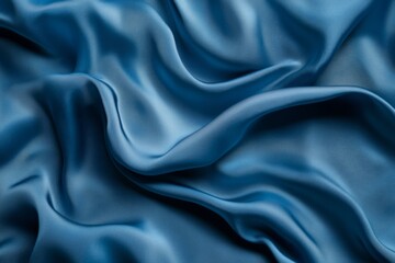 Obraz premium Flowing blue silky fabric in gentle waves. AI generated