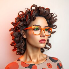 women with glasses, orange glasses, digital art, illustration, portrait, female, fashion, style, modern, contemporary, graphic, design, artwork, creative, artistic, visual, image, trendy, fashionable,