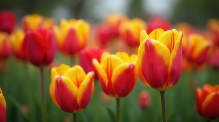 Fototapeta premium Vibrant Tulips in Full Bloom