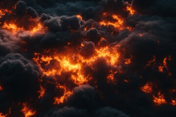 Fototapeta premium Intense fire and dark smoke scene. AI generated