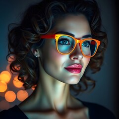 women with glasses, orange glasses, digital art, illustration, portrait, female, fashion, style, modern, contemporary, graphic, design, artwork, creative, artistic, visual, image, trendy, fashionable,