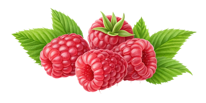 raspberries with leaves, raspberry, berry, red, fruit, raspberries, food, ripe, isolated, sweet, healthy, fresh, white, fruits, closeup, dessert, berries, juicy, green, delicious, macro, freshness, le
