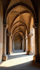 Fototapeta premium Elaborate pointed arches, delicate stonework, sunlight streams through , cathedral, mullion