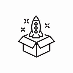 Rocket box launch icon vector sign