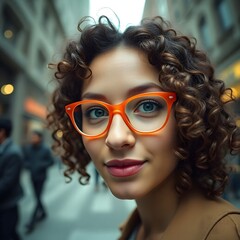 women with glasses, orange glasses, digital art, illustration, portrait, female, fashion, style, modern, contemporary, graphic, design, artwork, creative, artistic, visual, image, trendy, fashionable,