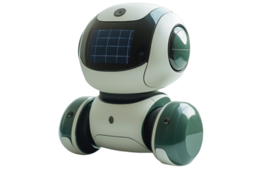 Eco-friendly AI robot isolated on transparent background