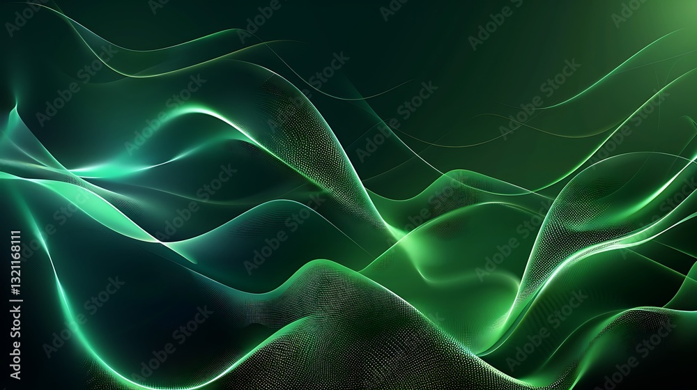 Wall mural abstract green wave background with soft light effects for modern design projects and digital art