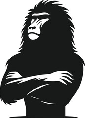 Baboon standing with arms crossed animal vector