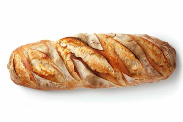 Crusty baguette on white background. AI generated