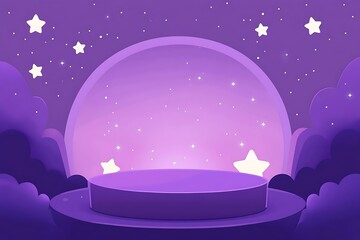 Fototapeta premium Purple Night Sky Cylinder Display Stand Product Showcase Mockup
