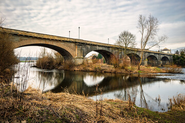 Fototapeta premium Kelso Road Bridge over River Tweed, which is 97 miles long from source to estuary and runs eastward in the Scottish Borders