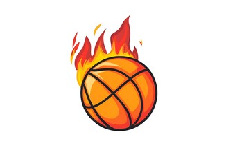 Fiery Basketball Logo Sporty, Flaming Ball Design for Teams & Brands